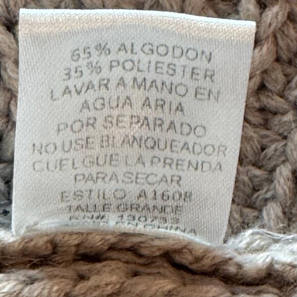 UMGEEUSA Tan Cowl Neck Tunic Sweater  Size Large, Oversized Cable Knit Wool - Picture 9 of 9